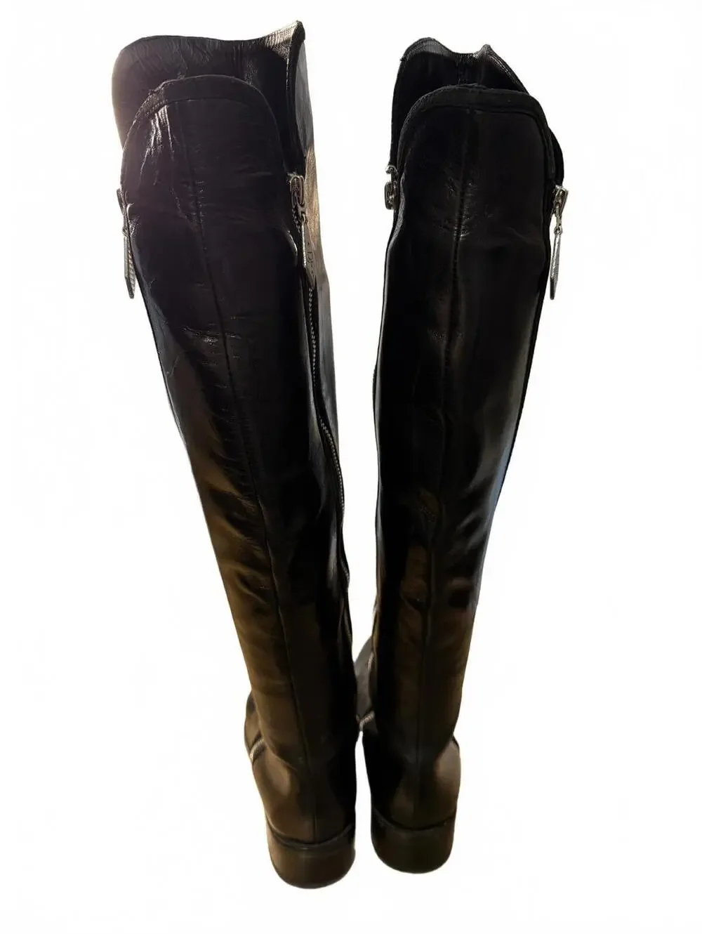 Donald J. Pliner Nova Knee High Boots Women's Sz 6 Black Leather Riding Boots